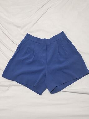 Blue Pleated High-Waist Women’s Shorts
